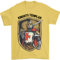Knights Templar St Georges Day England Mens T-Shirt Cotton Gildan Yellow