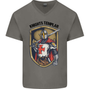 Knights Templar St Georges Day England Mens V-Neck Cotton T-Shirt Charcoal