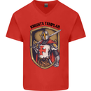 Knights Templar St Georges Day England Mens V-Neck Cotton T-Shirt Red