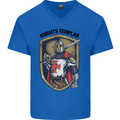 Knights Templar St Georges Day England Mens V-Neck Cotton T-Shirt Royal Blue