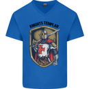 Knights Templar St Georges Day England Mens V-Neck Cotton T-Shirt Royal Blue