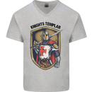 Knights Templar St Georges Day England Mens V-Neck Cotton T-Shirt Sports Grey