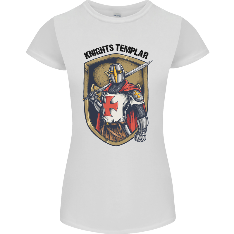 Knights Templar St Georges Day England Womens Petite Cut T-Shirt White