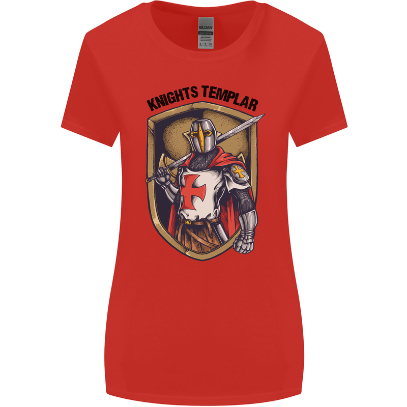 Knights Templar St Georges Day England Womens Wider Cut T-Shirt Red