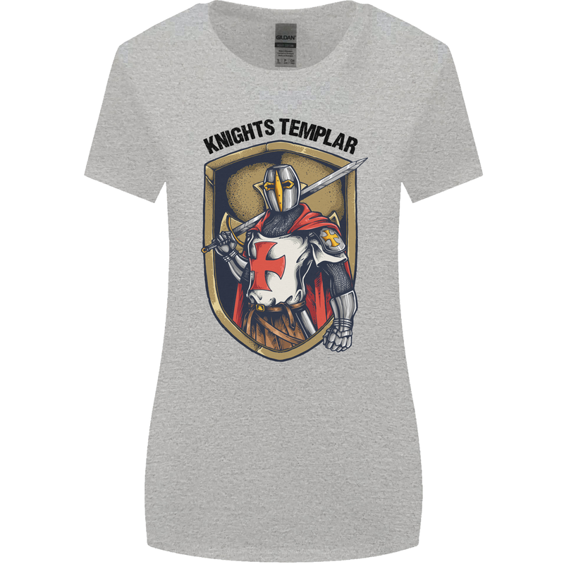 Knights Templar St Georges Day England Womens Wider Cut T-Shirt Sports Grey