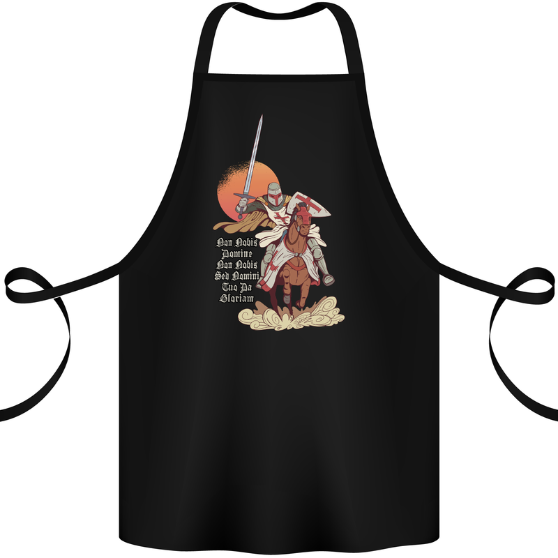 Knights Templar on a Horse Cotton Apron 100% Organic Black