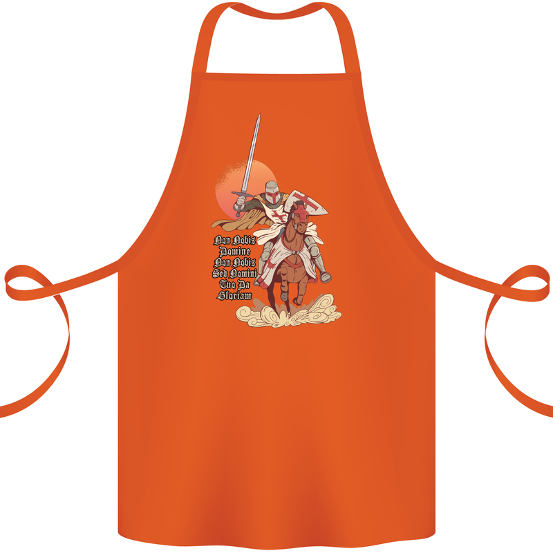 Knights Templar on a Horse Cotton Apron 100% Organic Orange