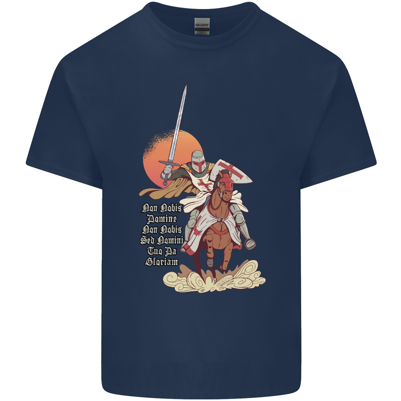 Knights Templar on a Horse Kids T-Shirt Childrens Navy Blue