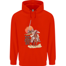 Knights Templar on a Horse Mens 80% Cotton Hoodie Bright Red