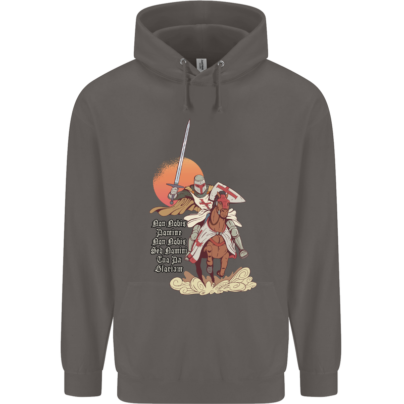 Knights Templar on a Horse Mens 80% Cotton Hoodie Charcoal