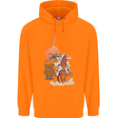 Knights Templar on a Horse Mens 80% Cotton Hoodie Orange