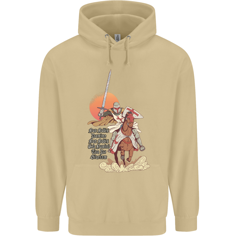 Knights Templar on a Horse Mens 80% Cotton Hoodie Sand