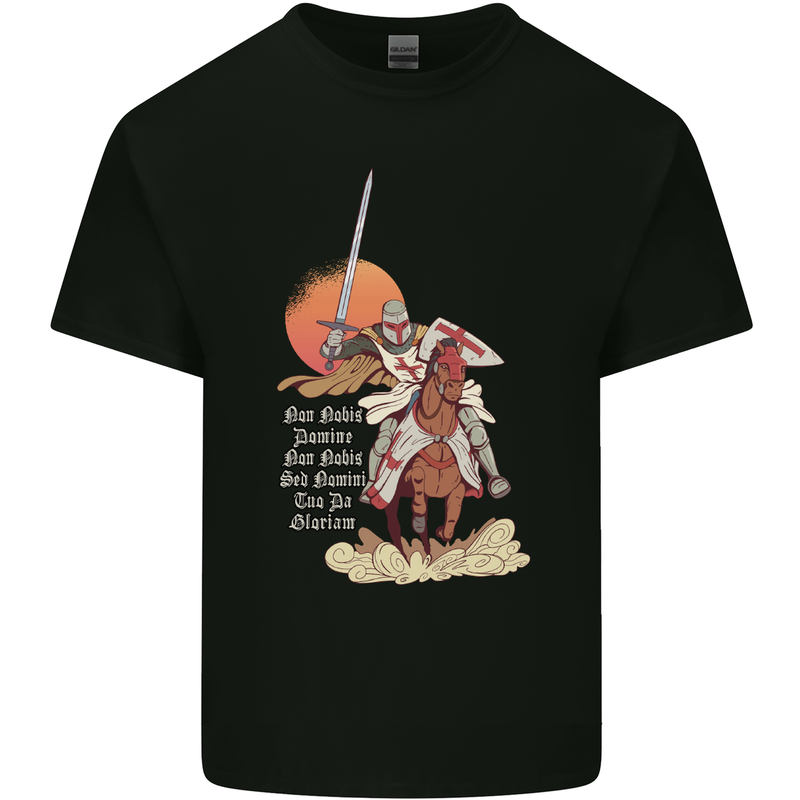 Knights Templar on a Horse Mens Cotton T-Shirt Tee Top Black