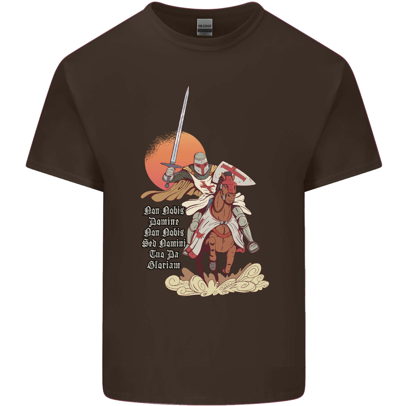 Knights Templar on a Horse Mens Cotton T-Shirt Tee Top Dark Chocolate