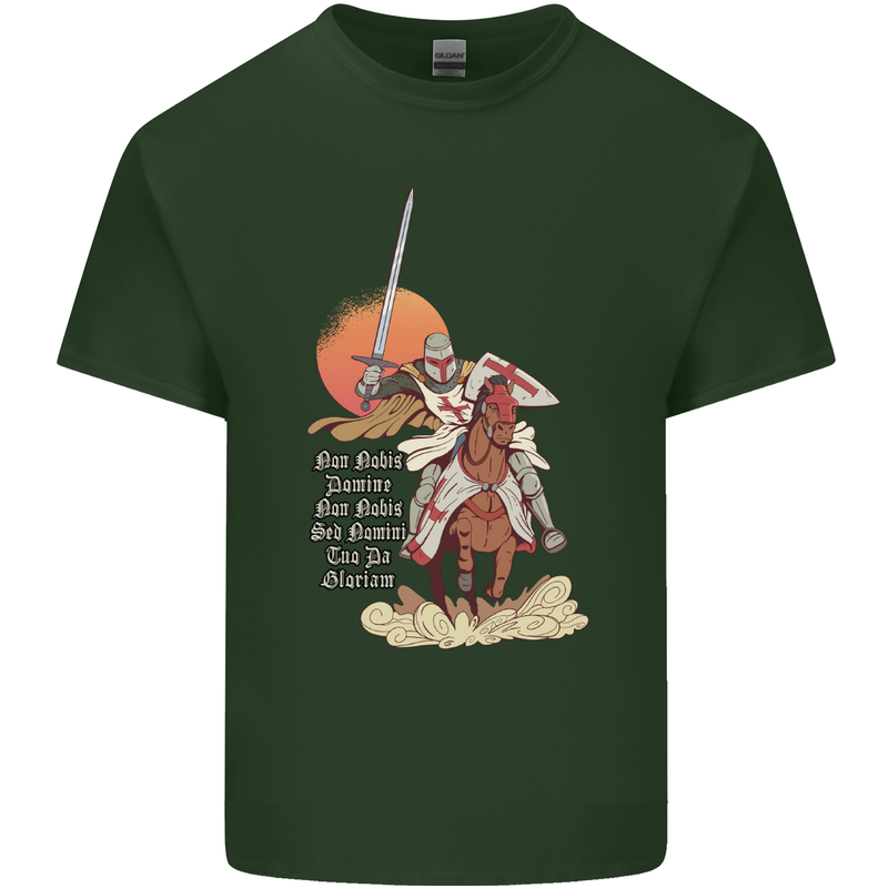 Knights Templar on a Horse Mens Cotton T-Shirt Tee Top Forest Green