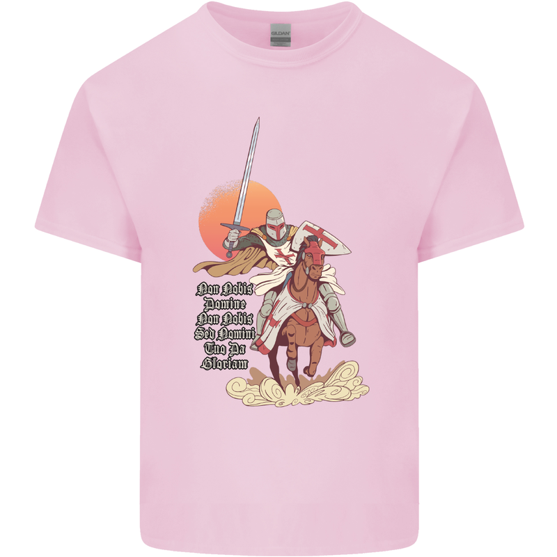Knights Templar on a Horse Mens Cotton T-Shirt Tee Top Light Pink