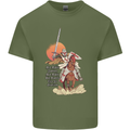 Knights Templar on a Horse Mens Cotton T-Shirt Tee Top Military Green