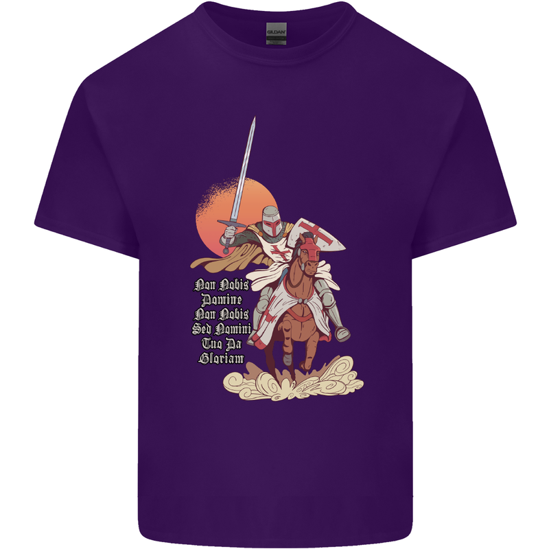 Knights Templar on a Horse Mens Cotton T-Shirt Tee Top Purple