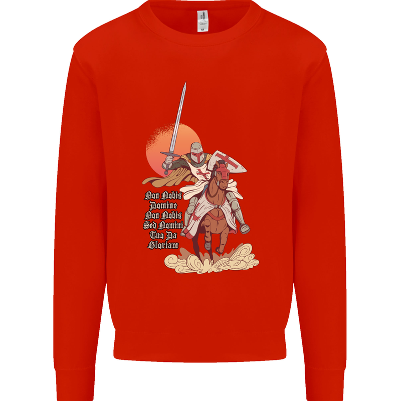 Knights Templar on a Horse Mens Sweatshirt Jumper Bright Red