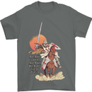 Knights Templar on a Horse Mens T-Shirt Cotton Gildan Charcoal