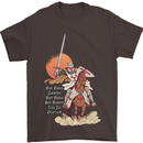 Knights Templar on a Horse Mens T-Shirt Cotton Gildan Dark Chocolate
