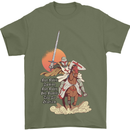 Knights Templar on a Horse Mens T-Shirt Cotton Gildan Military Green