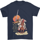 Knights Templar on a Horse Mens T-Shirt Cotton Gildan Navy Blue