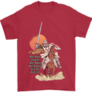 Knights Templar on a Horse Mens T-Shirt Cotton Gildan Red