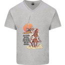 Knights Templar on a Horse Mens V-Neck Cotton T-Shirt Sports Grey