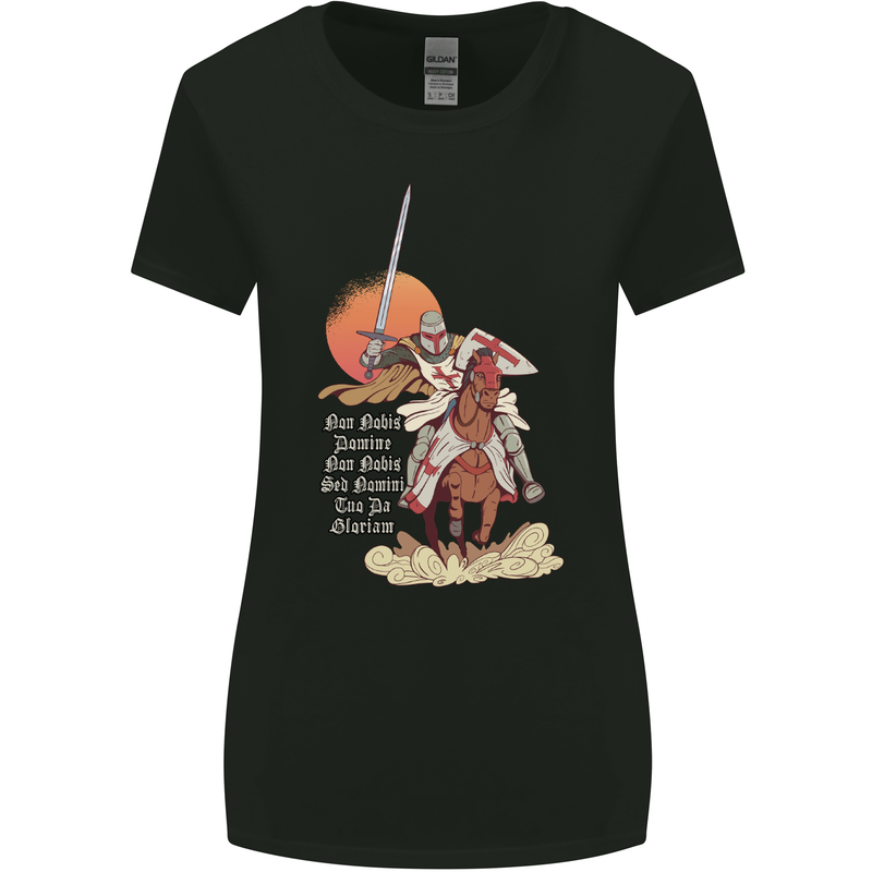 Knights Templar on a Horse Womens Wider Cut T-Shirt Black