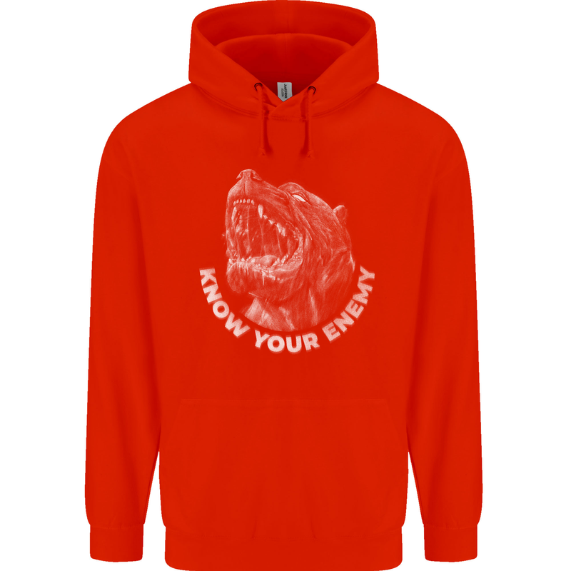 Know Your Enemy Staffy Staffordshire Terrier Childrens Kids Hoodie Bright Red
