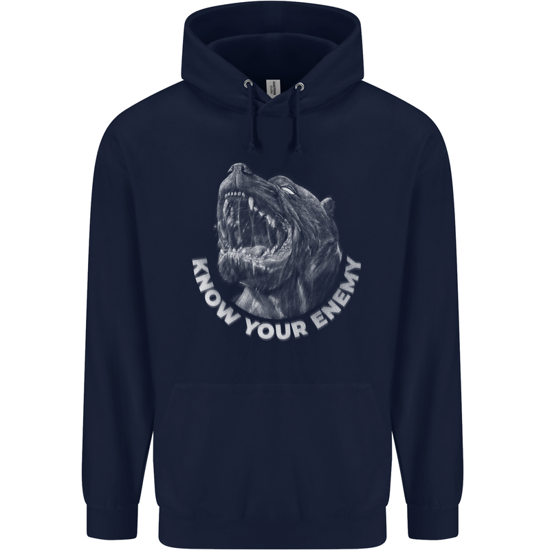 Know Your Enemy Staffy Staffordshire Terrier Childrens Kids Hoodie Navy Blue