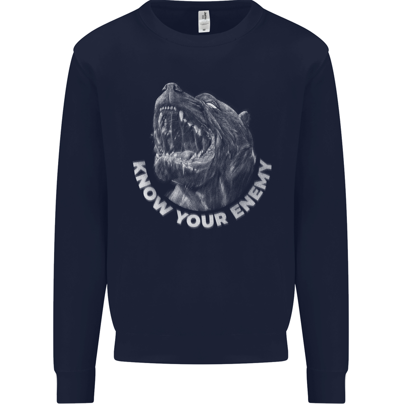 Know Your Enemy Staffy Staffordshire Terrier Kids Sweatshirt Jumper Navy Blue