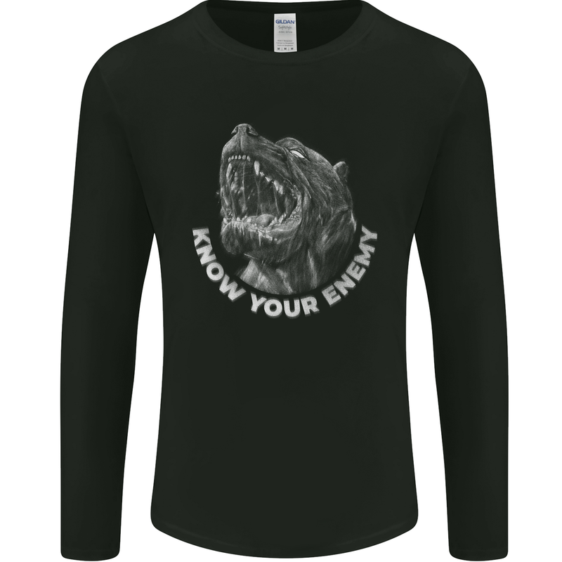 Know Your Enemy Staffy Staffordshire Terrier Mens Long Sleeve T-Shirt Black