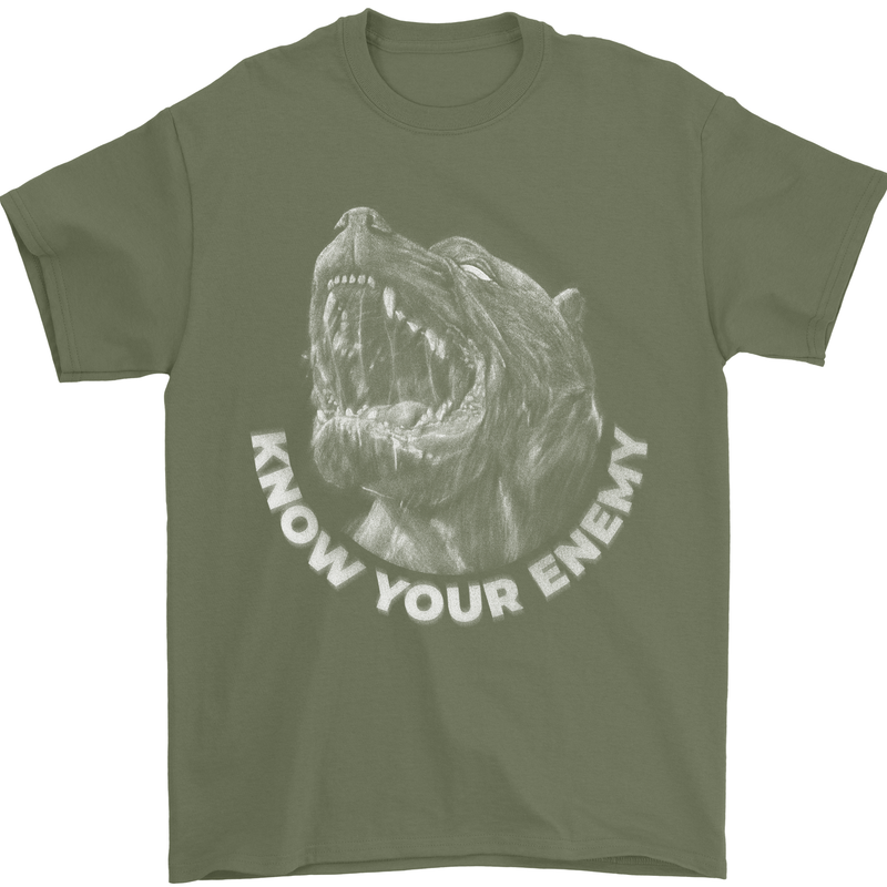 Know Your Enemy Staffy Staffordshire Terrier Mens T-Shirt 100% Cotton Military Green