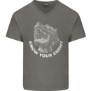 Know Your Enemy Staffy Staffordshire Terrier Mens V-Neck Cotton T-Shirt Charcoal