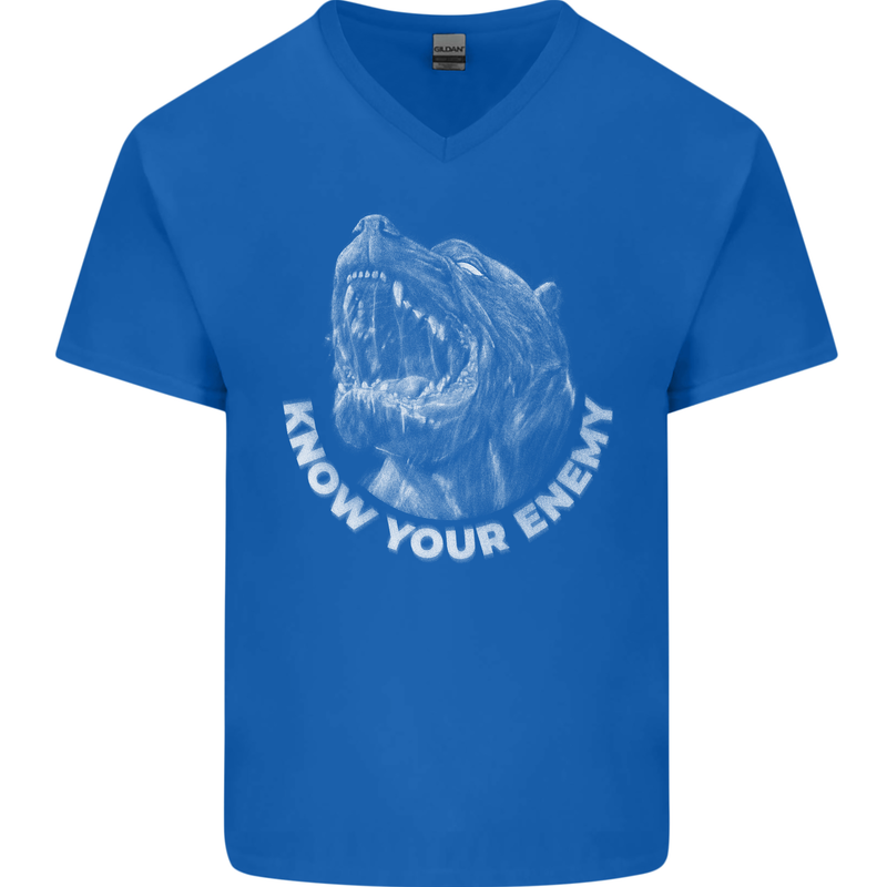 Know Your Enemy Staffy Staffordshire Terrier Mens V-Neck Cotton T-Shirt Royal Blue