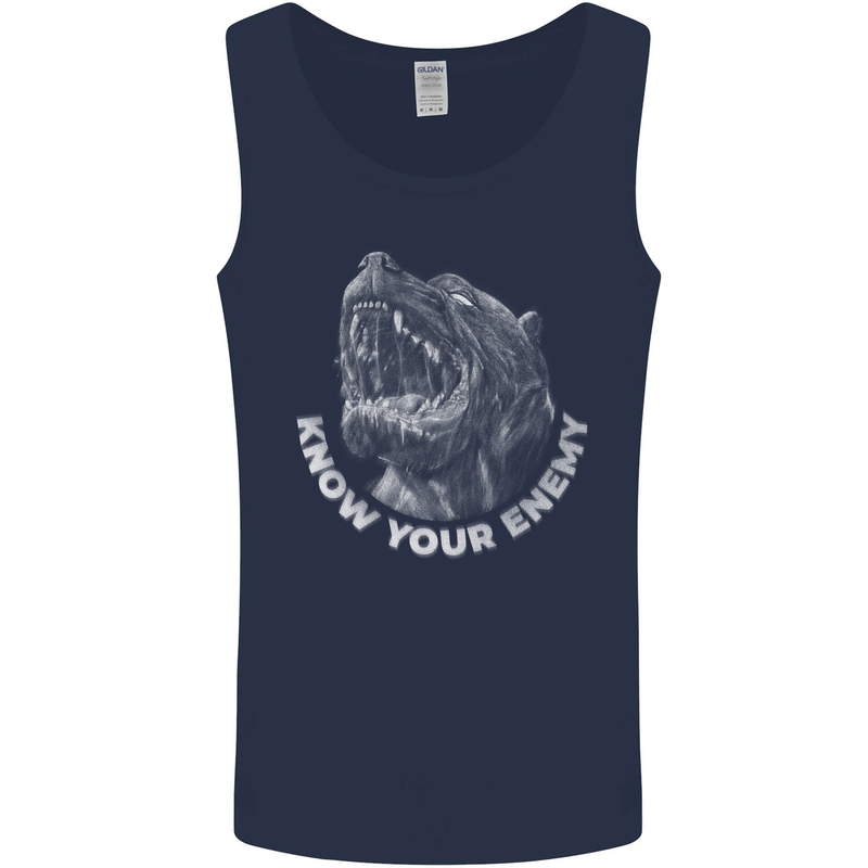 Know Your Enemy Staffy Staffordshire Terrier Mens Vest Tank Top Navy Blue