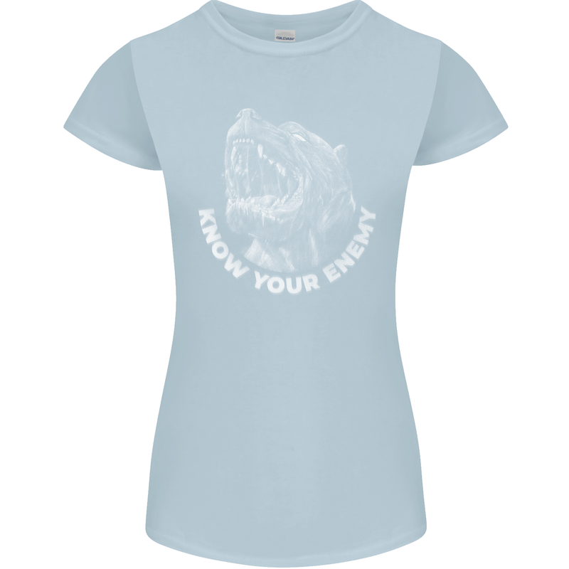 Know Your Enemy Staffy Staffordshire Terrier Womens Petite Cut T-Shirt Light Blue
