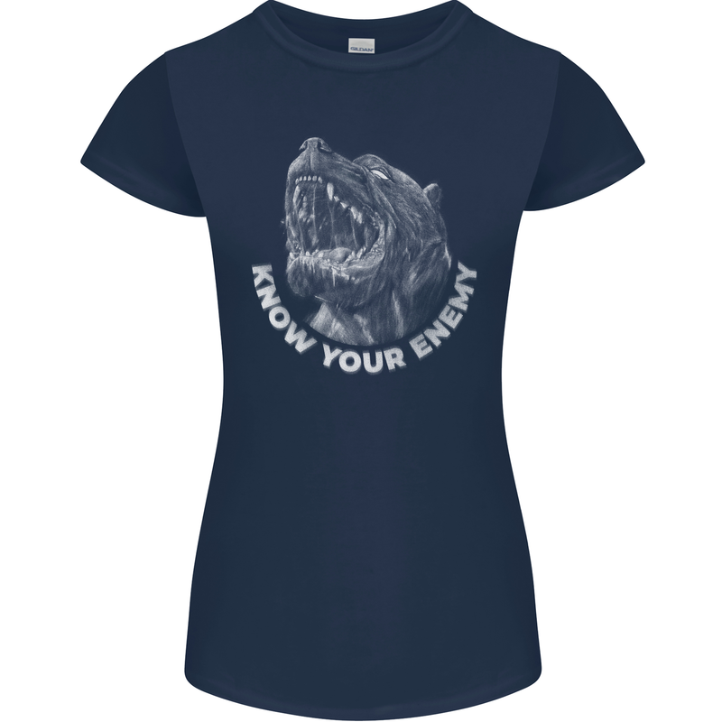 Know Your Enemy Staffy Staffordshire Terrier Womens Petite Cut T-Shirt Navy Blue
