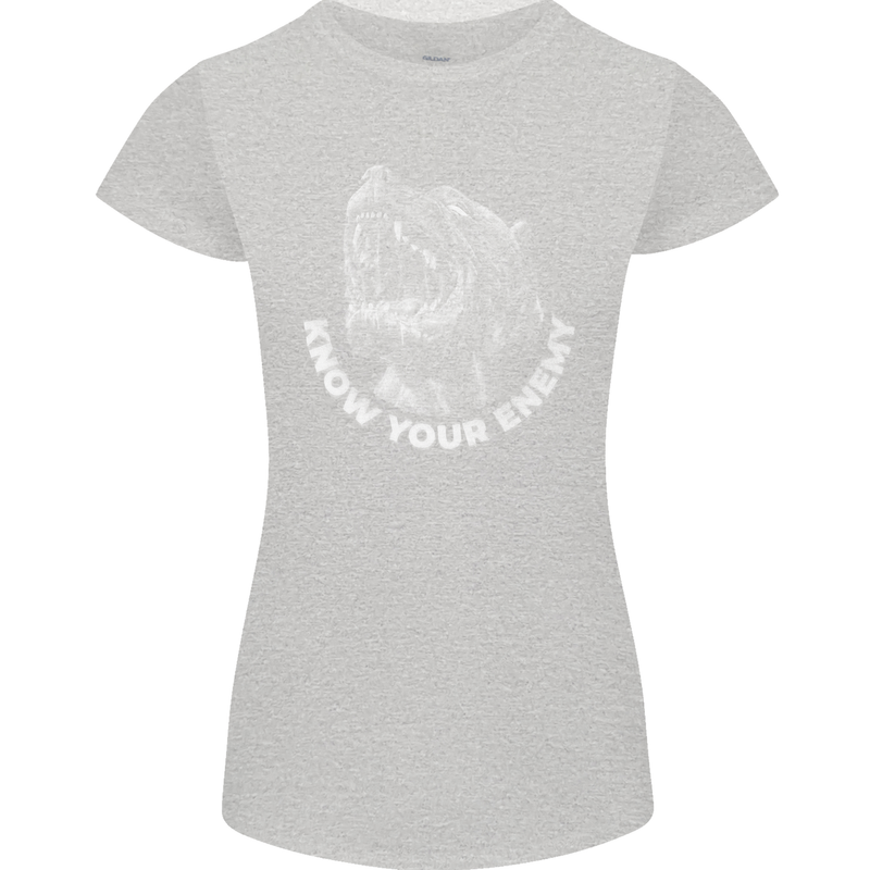 Know Your Enemy Staffy Staffordshire Terrier Womens Petite Cut T-Shirt Sports Grey