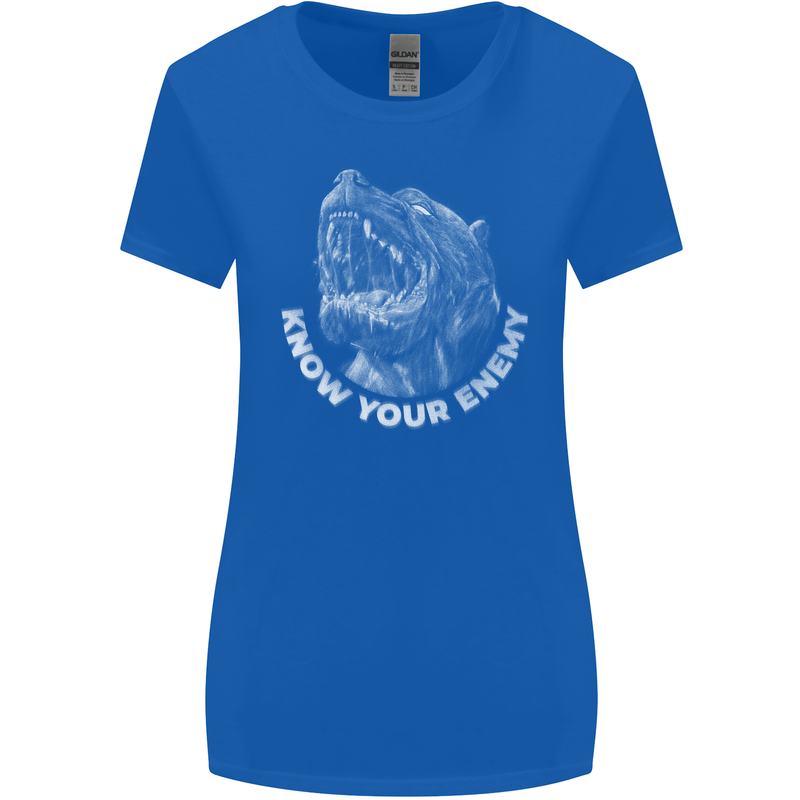 Know Your Enemy Staffy Staffordshire Terrier Womens Wider Cut T-Shirt Royal Blue