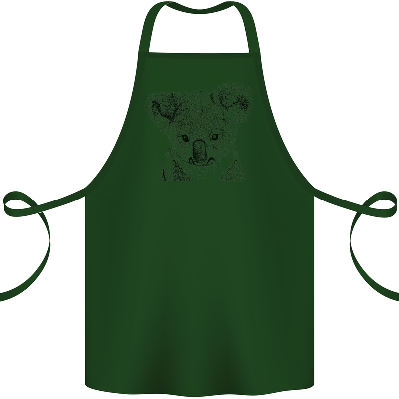 Koala Bear Sketch Ecology Environment Cotton Apron 100% Organic Forest Green