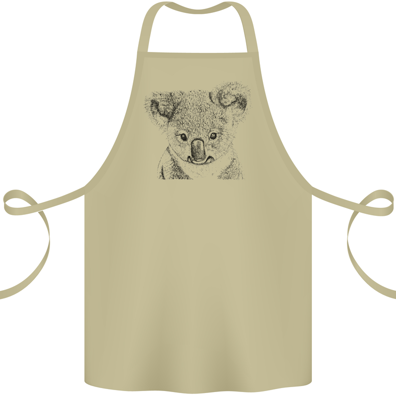 Koala Bear Sketch Ecology Environment Cotton Apron 100% Organic Khaki