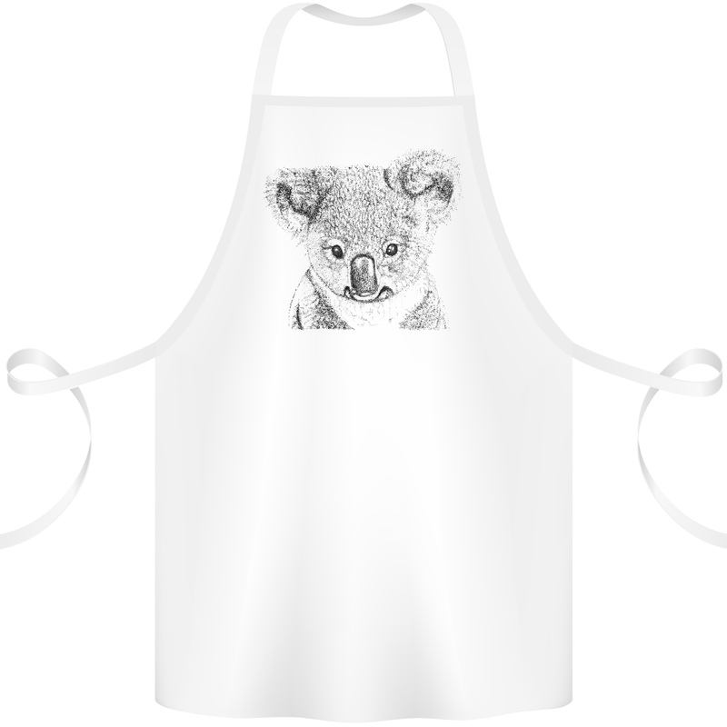 Koala Bear Sketch Ecology Environment Cotton Apron 100% Organic White