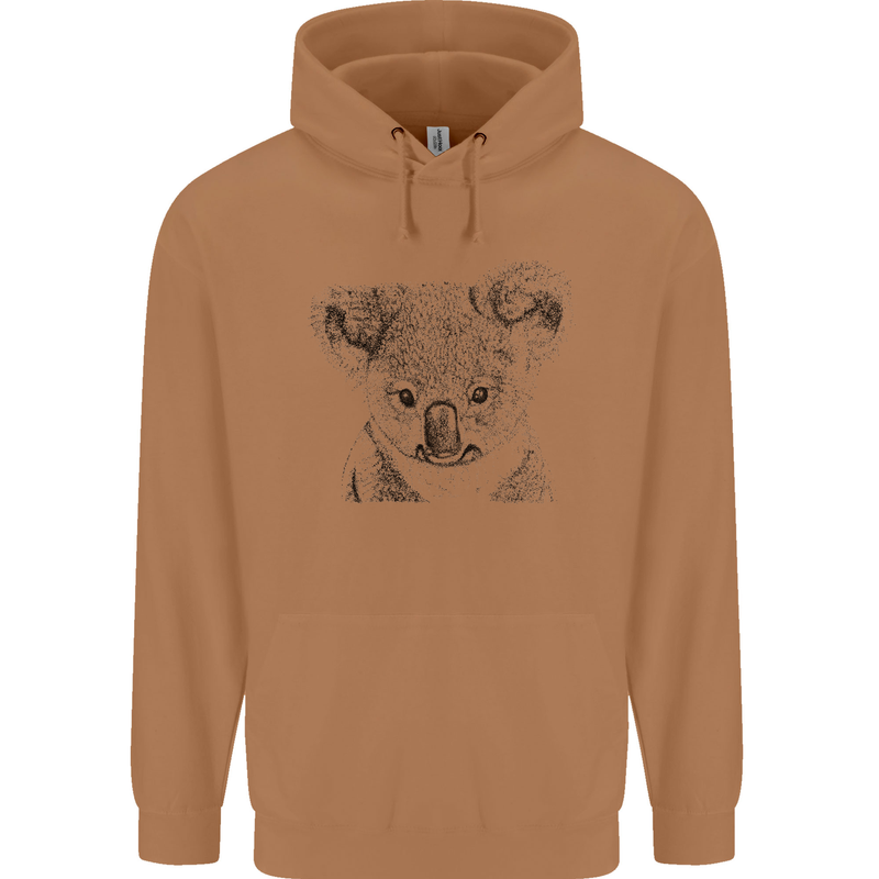 Koala Bear Sketch Ecology Environment Mens 80% Cotton Hoodie Caramel Latte