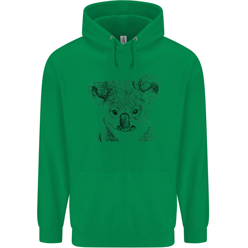 Koala Bear Sketch Ecology Environment Mens 80% Cotton Hoodie Irish Green