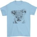 Koala Bear Sketch Ecology Environment Mens T-Shirt Cotton Gildan Light Blue