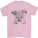 Koala Bear Sketch Ecology Environment Mens T-Shirt Cotton Gildan Light Pink
