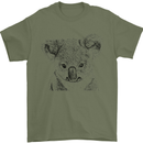 Koala Bear Sketch Ecology Environment Mens T-Shirt Cotton Gildan Military Green